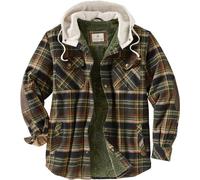 Legendary Whitetails Men's Standard Camp Night Berber Lined Hooded Flannel Shirt Jacket, Stout Plaid, Small
