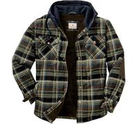 Legendary Whitetails Men's Standard Camp Night Berber Lined Hooded Flannel Shirt Jacket, Union Plaid, Small