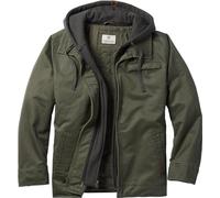 Legendary Whitetails Men's Standard Dakota Jacket Full Zip Up Winter Coat Rugged Waxed Cotton Canvas Outerwear Hooded Trucker Western Style Clothing, Army