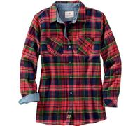 Legendary Whitetails Womens Cottage Escape Flannel Long Sleeve Plaid and Solid Color Clothes, Fitted Button Down, Holly Berry, L