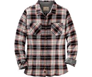 Legendary Whitetails Women's Cottage Escape Flannel Long Sleeve Solid Color Clothes, Fitted Button, Dusty Rose Plaid, Large