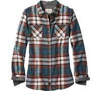 Legendary Whitetails Women's Cottage Escape Flannel Long Sleeve Solid Color Clothes, Fitted Button, Golden Teal Plaid, S
