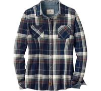 Legendary Whitetails Women's Cottage Escape Flannel Long Sleeve Solid Color Clothes, Fitted Button, Navy Army Plaid, X-Large