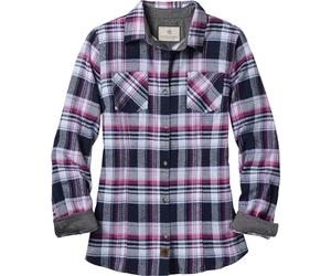Legendary Whitetails Women's Cottage Escape Flannel Long Sleeve Solid Color Clothes, Fitted Button, Violet Rave Plaid, M