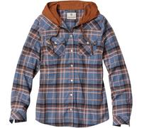 Legendary Whitetails Women's Flannel Shirt Hooded Heavyweight Stretch Button Up, Blue Lagoon Plaid, L