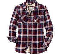 Legendary Whitetails Women's Open Country Flannel Shacket Sherpa Lined Plaid Fleece Shirt Jacket Ladies Western Clothing Coat, Merlot Plaid, Large