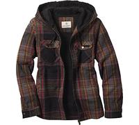 Legendary Whitetails Women's Shacket Berber Lined Shirt Jacket with Drawstring Hood, Licorice Root Plaid, XXL