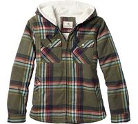 Legendary Whitetails Women's Woodland Berber Lined Hooded Shirt Jacket, Olive Festival Plaid, S