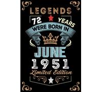 Legends Are born in JUNE 1951: Notebook - Journal| JUNE 72 Birthday Gift for men women girls boys Birthday 1951 Personalized