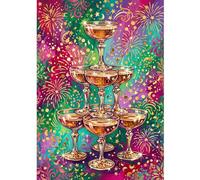 Legends Gallery Champagne Coupe Stack Wall Art Print - Opulent Glam Illustration in Champagne Gold - Bar/Home Bar Wall Decor - A3 Framed