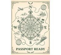 Legends Gallery Compass Rose Wall Art - Passport Ready Forest Green Travel Map Print - A4 Unframed