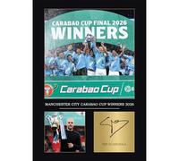 Legends Gallery Manchester City Carabao Cup Gift Signed A4 Print Display Man City Gifts For Boys Digitally Reproduced Signature (Framed)