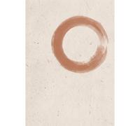 Legends Gallery Soft Brush Textured Circle Wall Art Print - Japandi Textural Abstract in Muted Terracotta and Stone - Bedroom Wall Decor - A3 Framed