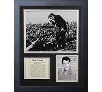 Legends Never Die Elvis Presley Performing Live Collectible | Framed Photo Collage Wall Art Decor - 12"x15", Model: 16446U, BLACK AND WHITE