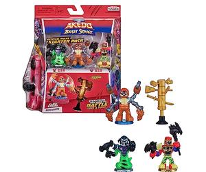 Legends of Akedo Beast Strike - Official Rules Claw Strike Starter Pack - 3 Mini Battling Warriors with Training Practice Piece and Exclusive Joystick Controller