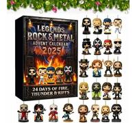 Legends of Rock & Metal Advent Calendar 2025, 24 Days Countdown Calendar with 2D Musical Character Collectibles, Gifts for Rock & Metal Fans, Suitable for Christmas