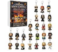 Legends of Rock & Metal Keyring Advent Calendar 2025 Men, 24 Day Countdown Calendar with Collectibles of Iconic Musical Character Keychain, Suprise Gifts for Rock & Metal Fans