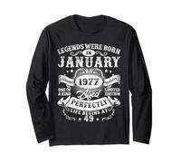 Legends were Born in January 1977 Vintage 49th Birthday Men Long Sleeve T-Shirt
