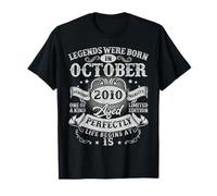 Legends Were Born in October 2010 Vintage 15th Birthday Boys T-Shirt