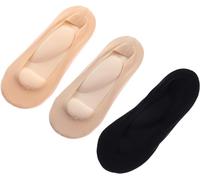 LegendTech 3D Foot Massage Padded Lady Invisible Socks, No-Show Arch Support, Sponge Cushion Non Slip Massage Socks For Plantar Fasciitis & Heel Pain (3 pairs,One Size)