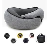 LegendTech Adjustable Travel Neck Pillow Made of Memory Foam Cotton Neck Support Pillow, Foldable U-shaped Snap Neck Pillow, Practical Ergonomic Travel Pillow,dark gray