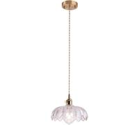 LegendTech Glass Pendant Light Fixtures Lotus Lamp Shade and E27 Brass Socket Ceiling Lighting for Kitchen Bedroom (Transparent)