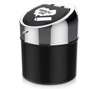 LegendTech Stainless Steel Ashtray with Lid, Portable Windproof Ashtray Large Capacity Anti Scratch Garden Office Home Decoration Gift (Silver Black)