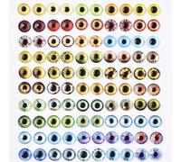 LEGENTLISUR 100 Pcs Glass Eyes Flatback Evil Eyes Half Round with Dragon Eye Pattern Glass Cabochons Eye Printed Glass Colorful Glass Eyes for Crafts for DIY Jewelry Making(8mm)