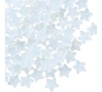 LEGENTLISUR 100 Pcs Opaque Acrylic Star Beads for Jewelry Making with Glitter Power Spacer Star Beads for Bracelets Necklaces and other Accessories Making（White）