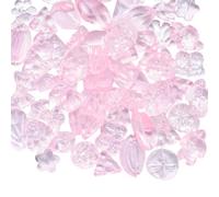 LEGENTLISUR 100G Glass Assorted Beads for Jewelry Making Gradient Heart Flower Bear Turtle Butterfly Cute Beads for DIY Bracelet Necklace Earrings Keychains Craft Making(Pink)