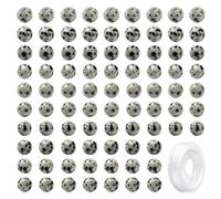 LEGENTLISUR 100Pcs 8mm Natural Stone Round Beads Bulk Smooth Loose Gemstone Beads with Elastic Crystal Thread for DIY Bracelet Necklace Earrings Jewelry Making(Dalmatian Jasper)