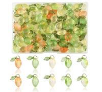 LEGENTLISUR 100PCS Lemon Charms for jewellery Making Acrylic Fruit Charms Cute Pendants with Metal Hoop for DIY Earrings Bracelets Necklaces Jewelry Crafts Making