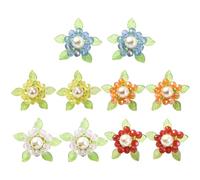 LEGENTLISUR 10Pcs 5 Colors Flower Charms for Jewellery Making Glass Pendant Charms with Round Shell Pearl for Bracelets Necklace Earring Keychains DIY Supplies(Style A)