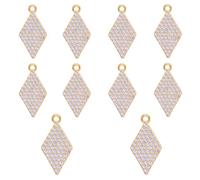 LEGENTLISUR 10Pcs Rhombus Charms for Jewellry Making Crystal Charms Bulk White Pendants with Real 18K Gold Plated for DIY Necklace Bracelet Jewellry Making and Crafting