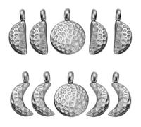 LEGENTLISUR 10Pcs Silver Moon Phase Charms for Jewelry Making Cute Small Stainless Steel Pendant Charms for Bracelets Necklace Earring DIY Supplies