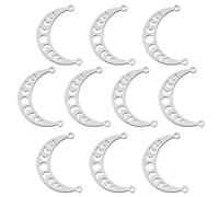 LEGENTLISUR 10Pcs Stainless Steel Links Moon Charms Bulk Lunar Phase Pendants Charms for Jewelry Making Necklace Bracelet Craft DIY