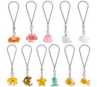 LEGENTLISUR 11Pcs 3D Ocean Animal Phone Charms Cute Alloy Enamel Fish Star Cell Phone Strap for Bag Camera Keychain Wallet Pendants Decor