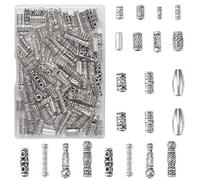 LEGENTLISUR 150Pcs Tibetan Alloy Tube Beads for Jewelry Making Antique Silver Spacer Beads for Bracelets Necklace Hair Jewelry Making