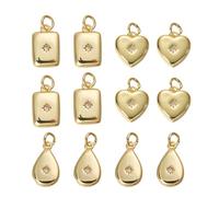 LEGENTLISUR 15Pcs Gold Compass Charms for Jewellery Making Brass Cubic Zirconia Pendants with Jump Rings for Bracelets Necklace Earring Keychains DIY Supplies