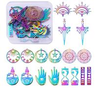 LEGENTLISUR 18Pcs 9 Styles Witchy Charms Pendants Mushroom Snake Moon Phase Tarot Multi-Color Stainless Steel Charms Rainbow Metal Pendants for DIY Jewellery Making Supplies