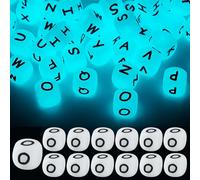 LEGENTLISUR 20Pcs Luminous Silicone Letter Beads 12mm Cube Glow in The Dark Vowel Alphabet Beads for Friendship Bracelets Necklaces Words Jewelry Keychains Crafting DIY Projects (Letter O)