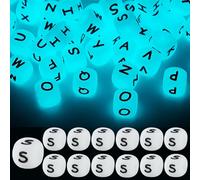 LEGENTLISUR 20Pcs Luminous Silicone Letter Beads 12mm Square Dice Glow in The Dark Alphabet Loose Beads for Friendship Bracelets Words Keychains Jewelry Crafting DIY Projects (Letter S)