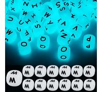 LEGENTLISUR 20Pcs Luminous Silicone Letter Beads 12mm Square Dice Glow in The Dark Alphabet Loose Beads for Friendship Bracelets Words Keychains Jewelry Crafting DIY Projects (Letter M)