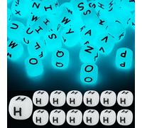 LEGENTLISUR 20Pcs Luminous Silicone Letter Beads 12mm Square Initial Glow in The Dark Alphabet Beads for Friendship Bracelets Necklaces Jewelry Keychains Crafting DIY Projects (Letter H)