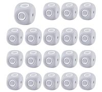 LEGENTLISUR 20Pcs Silicone Letter Beads 12mm Cube Vowel Grey Alphabet Beads for Friendship Bracelets Necklaces Words Jewelry Keychains Crafting DIY Projects (Letter O)