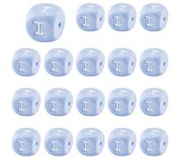 LEGENTLISUR 20Pcs Silicone Letter Beads 12mm Cube Vowel Initial Blue Alphabet Beads for Friendship Bracelets Necklaces Jewelry Keychains Crafting DIY Projects (Letter I)