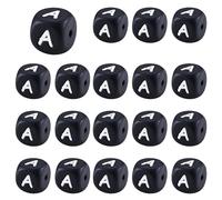 LEGENTLISUR 20Pcs Silicone Letter Beads 12mm Dice Cube Black Vowel Alphabet Loose Beads for Friendship Bracelets Necklaces Keychains Jewelry Crafting DIY Projects (Letter A)