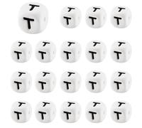 LEGENTLISUR 20Pcs Silicone Letter Beads 12mm Square Cube Alphabet Silicone Beads for Friendship Bracelets Words Necklaces Keychains Jewelry Crafting DIY Projects (Letter T)
