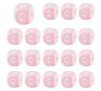 LEGENTLISUR 20Pcs Silicone Letter Beads 12mm Square Cube Alphabet Silicone Beads for Friendship Bracelets Words Necklaces Keychains Jewelry Crafting DIY Projects (Letter C)
