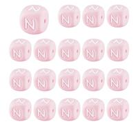 LEGENTLISUR 20Pcs Silicone Letter Beads 12mm Square Cube Alphabet Silicone Beads for Friendship Bracelets Words Necklaces Keychains Jewelry Crafting DIY Projects (Letter N)